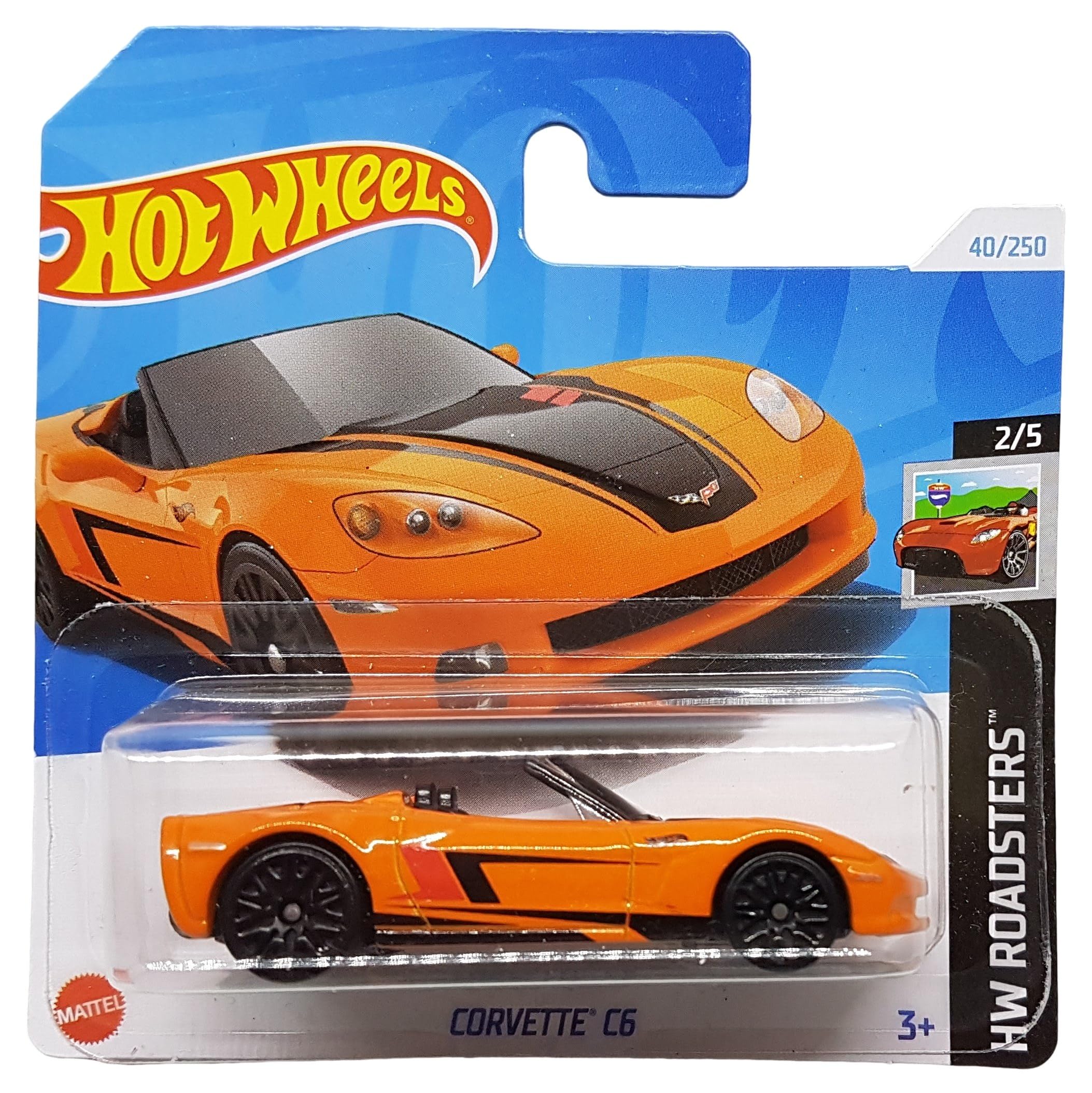 Hot Wheels Corvette C6 HW Roadsters 2/5 - HTC14 - Orange - Toy Car for Kids Aged 3 and Up