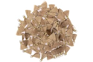 VAPKER 100Pcs 0.8Inch/2CM Mini Tassels Wheat Tassel Tiny Handmade Craft Tassels with Gold Jump Ring for Earring Jewelry Neckl