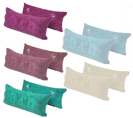 Mikrofaser Badewannenkissen vers. Farben 40x20cm Reise-Kissen Auto-Kissen Kissen mit Saugnäpfen und Bezug (Lila/Violet)(abneh