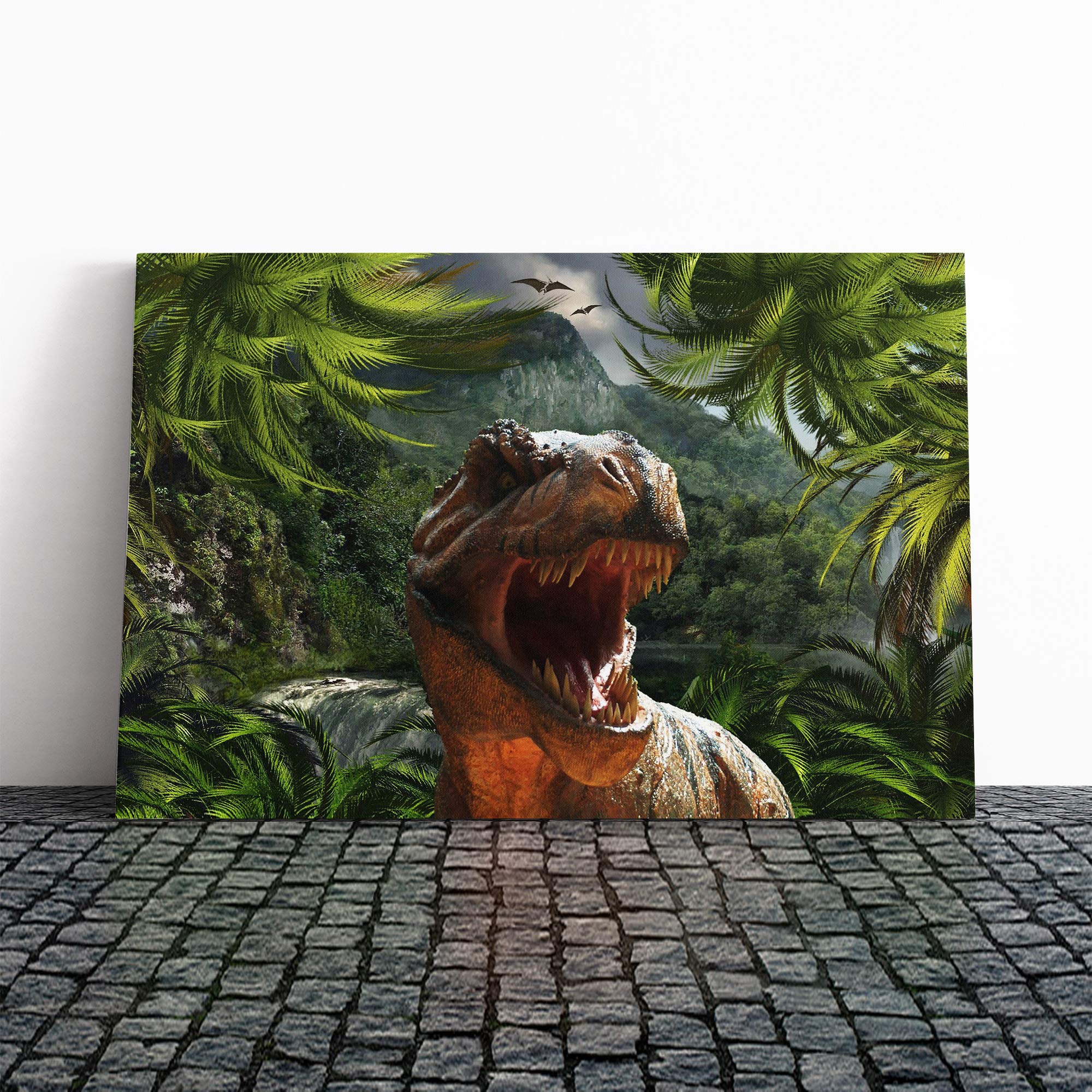 Tyrannosaurus Rex Dinosaur Canvas Print | Gallery Wrapped 30mm Frame Wall Art | 20x14 inches | Ready to Hang | Modern Picture | Living Room Bedroom Lounge Office