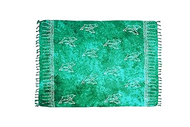 MANUMAR Damen Sarong blickdicht | Pareo Strandtuch mit Schnalle | Leichtes Wickeltuch mit Fransen | 155x115 cm und 225x115 cm
