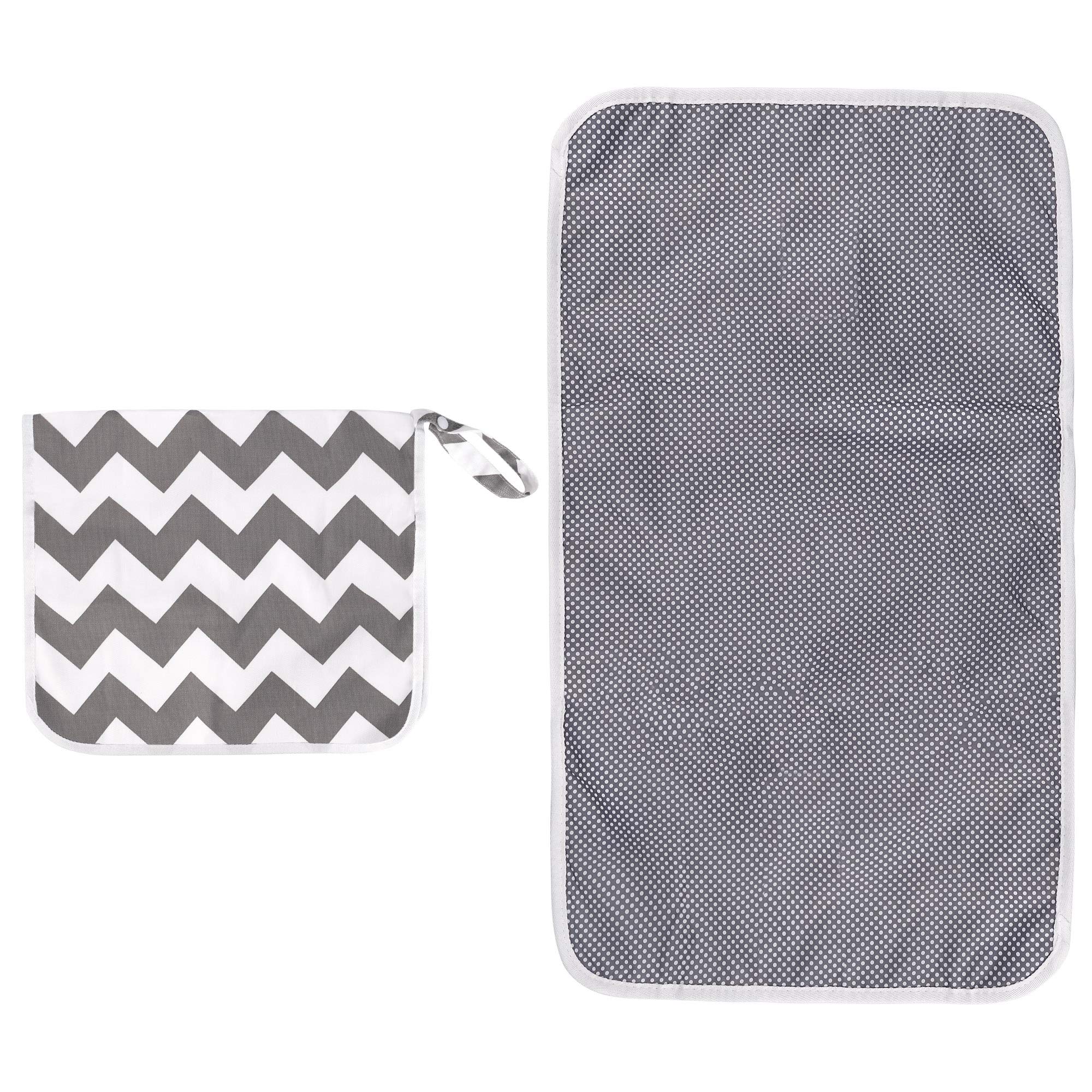 FT-SHOP Portable Changing Pad, Waterproof Diaper Mat with Cotton Lining, Foldable & Lightweight for Home Travel Outside, Grey