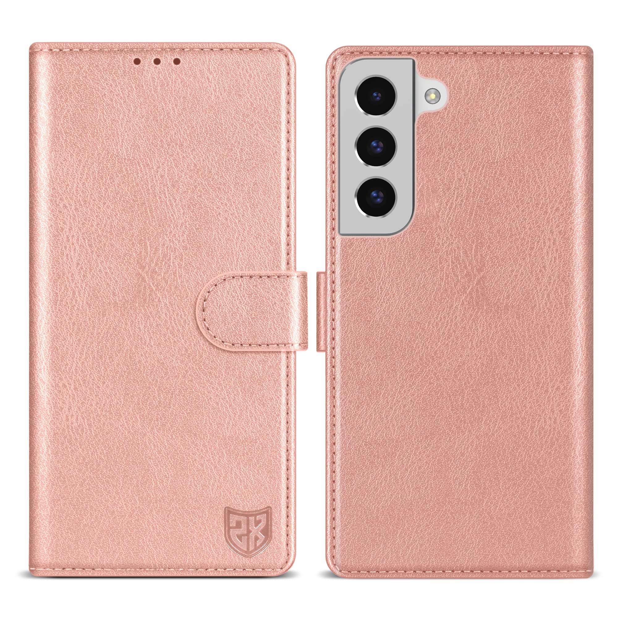 ZZXX for Samsung Galaxy S22 Plus Wallet Case with [RFID Blocking] Card Slot Kickstand Magnetic Closure Leather Flip Fold Protective Phone Case for Galaxy S22 Plus 5G Case Wallet(Rose Gold-6.6 inch)