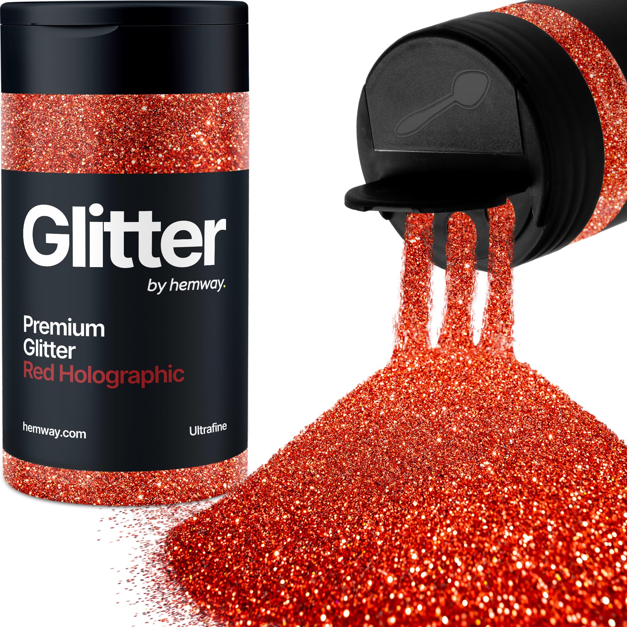 Holographic Red Glitter Shaker, 130g Ultrafine Glitter, Crafts 1/128" Metallic Flake Red Sequins, Resin & Epoxy Crafts, Decorating, Halloween, Christmas Nail, Face, Hemway
