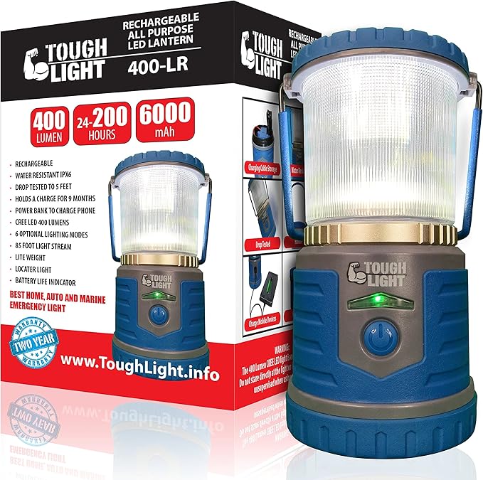 Tough Light LED Rechargeable Lantern 200 Hours of Light from a Single Charge, Longest Lasting