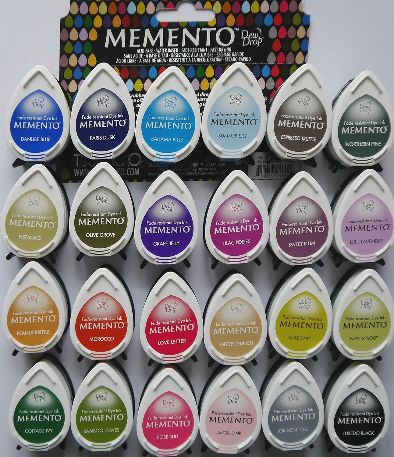 Tsukineko MEMENTO dew drop INK PADS BARGAIN OFFER Set of 24 different