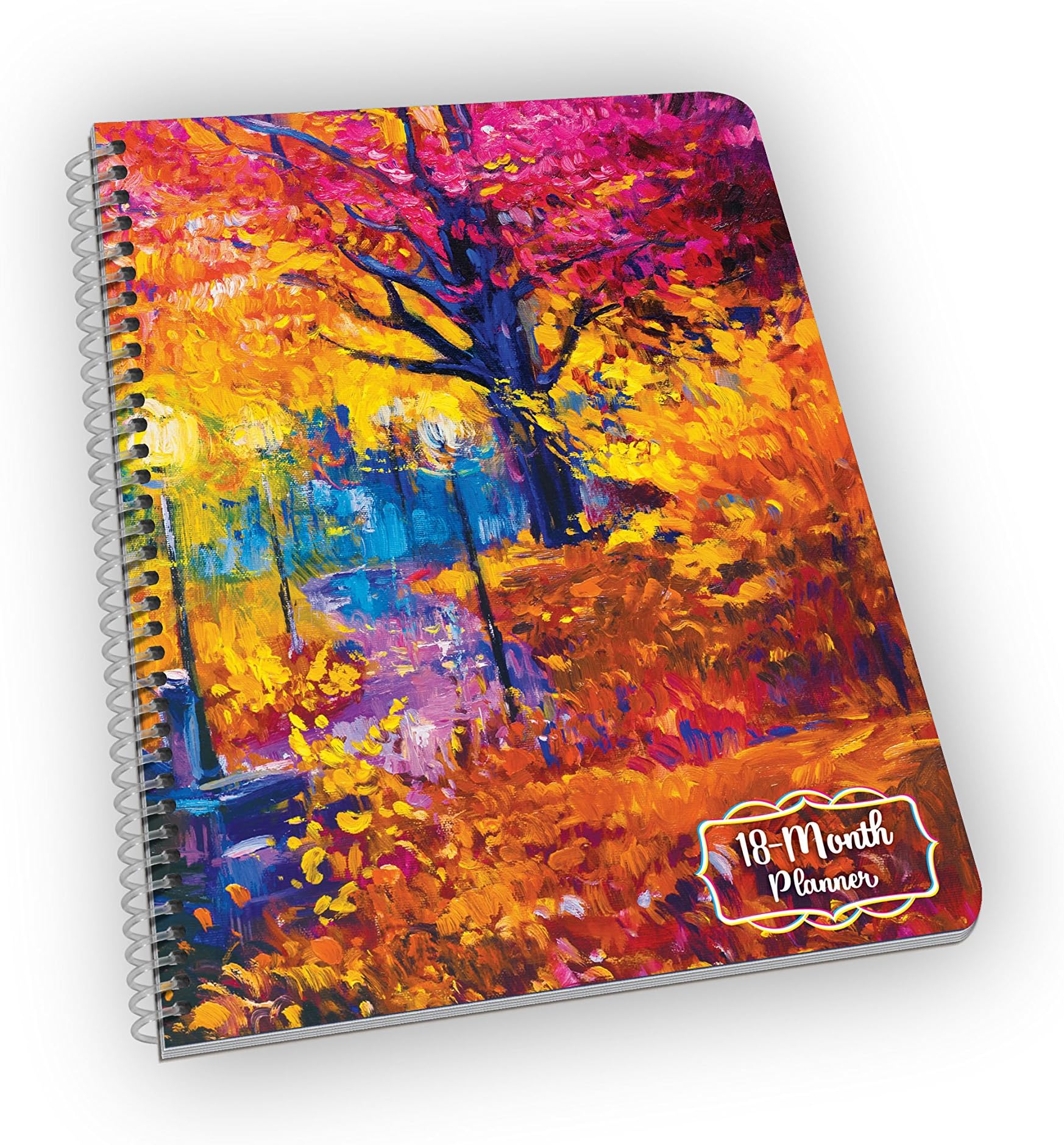 Undated 18-Month Planner with Autumn Leaves Over a Bridge - Great Gift for Mom, Grandma, Sister and Aunt! - Undated 6.6 x 9 inches