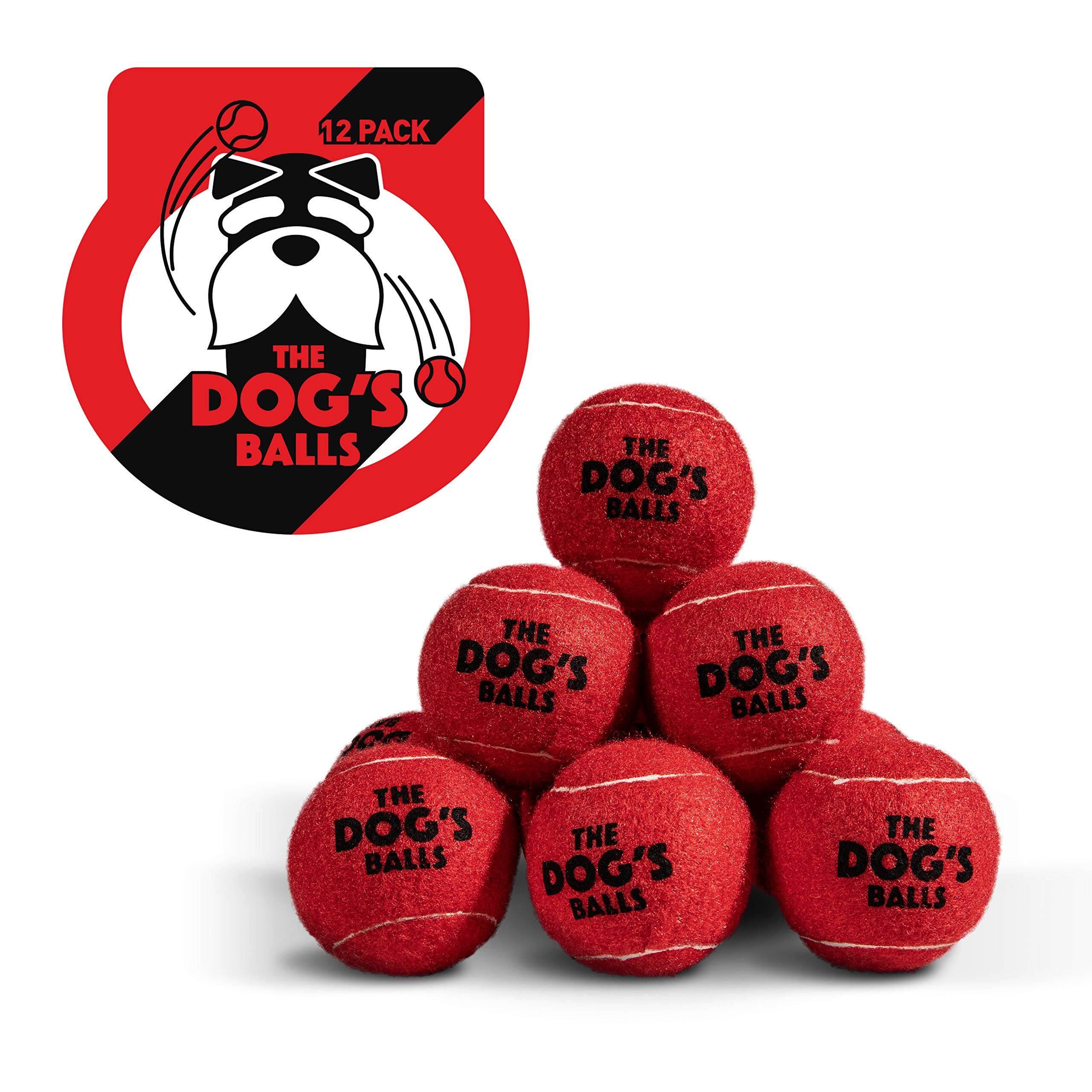 The Dog's Balls – Dog Tennis Balls, Red, Medium, 12‑Pack