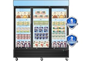 ELOMBR 81" Commercial Upright Freezer with 3 Glass Door, 70 Cu.Ft Display Freezer Upright, -8~-1℉, Reach-in Fan Cooling Freezer with 8 Shelves & LED Top Panel for Restaurant Diner Bar, ETL Approved