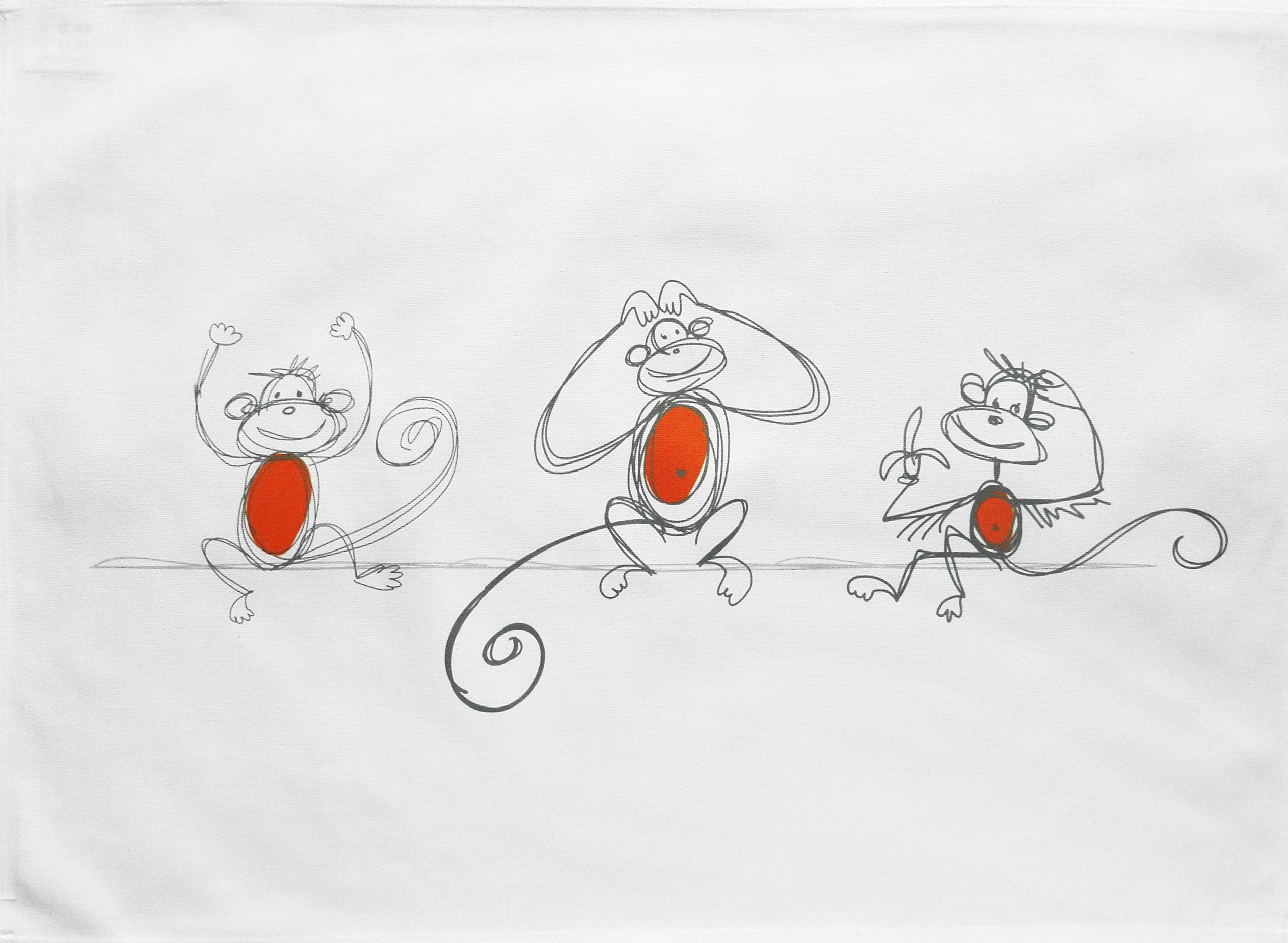 Half a Donkey The Monkey Mates - Large Cotton Tea Towel