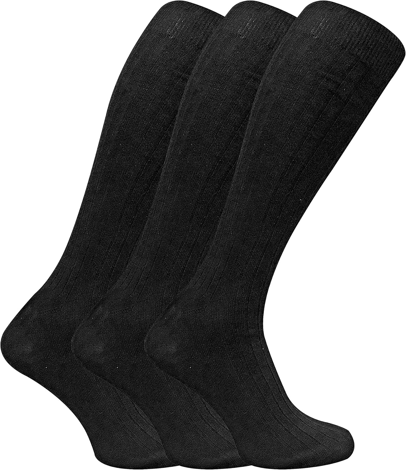 3 Pack Mens Thin 100 Cotton Extra Long Knee High Ribbed Business Dress