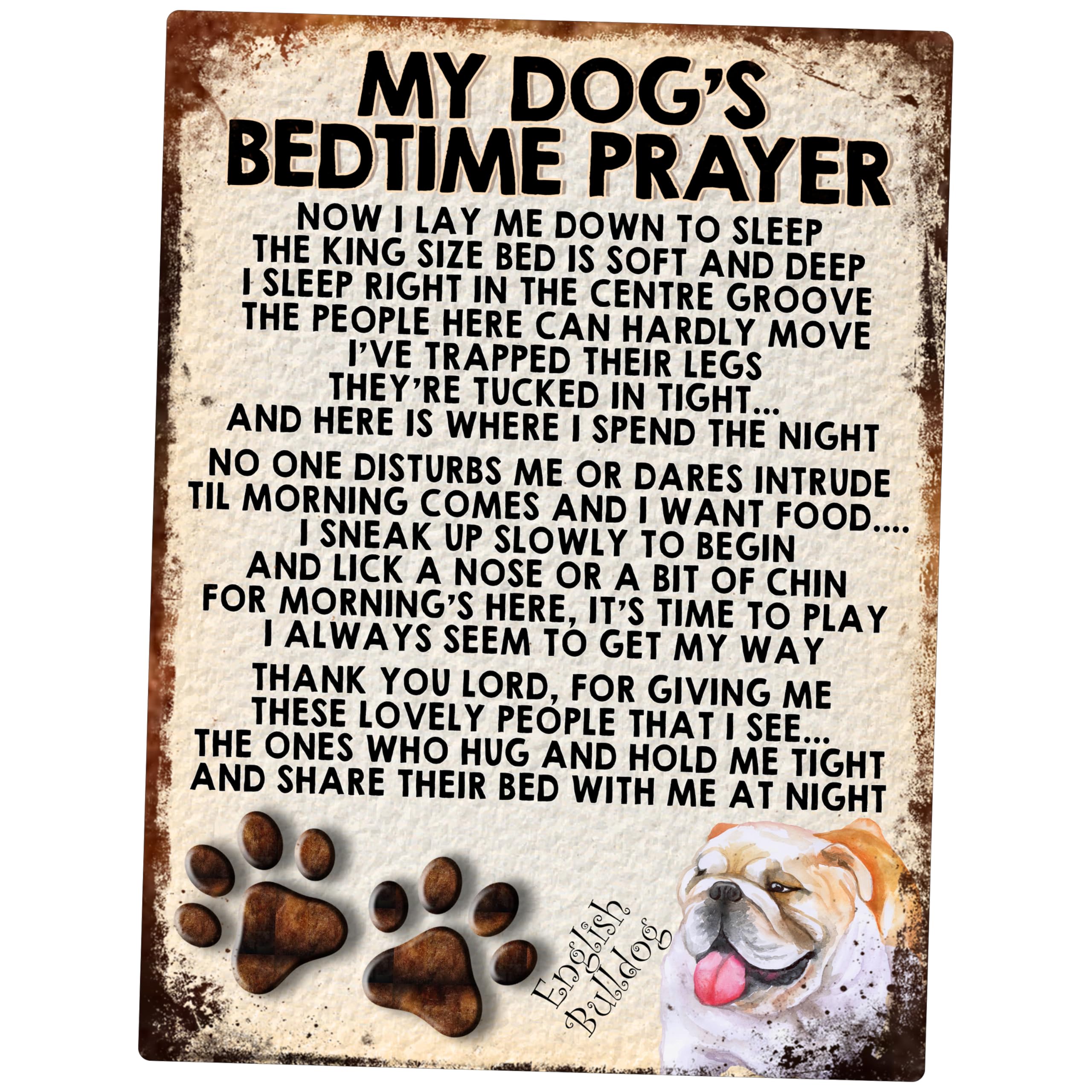 MY DOG'S BEDTIME PRAYER RETRO STYLE METAL TIN SIGN/PLAQUE (289DRM) English Bulldog