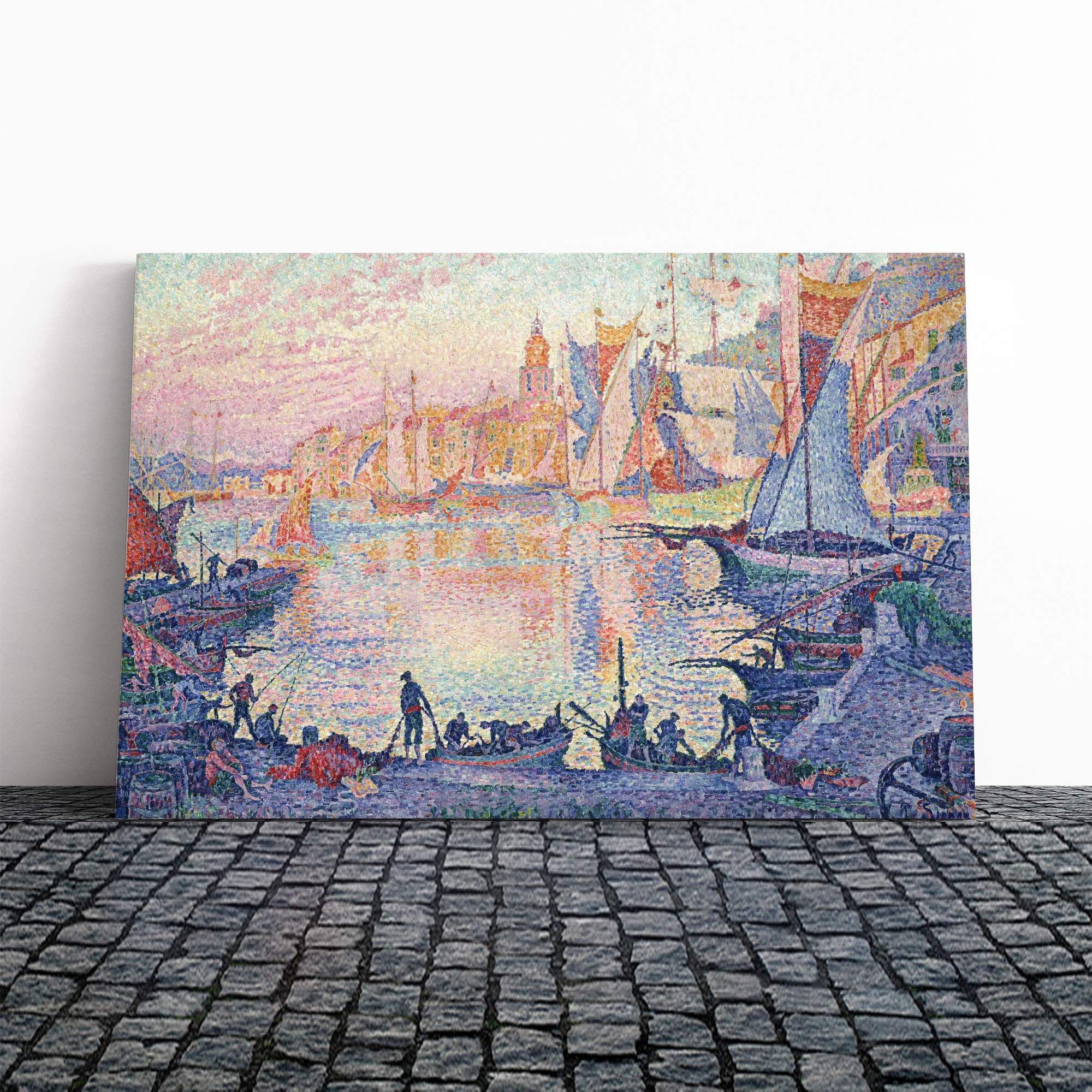 Paul Signac The Port of Saint Tropez Canvas Print | Gallery Wrapped 30mm Frame Wall Art | 20x14 inches | Ready to Hang | Modern Religious Picture | Living Room Bedroom Lounge Office