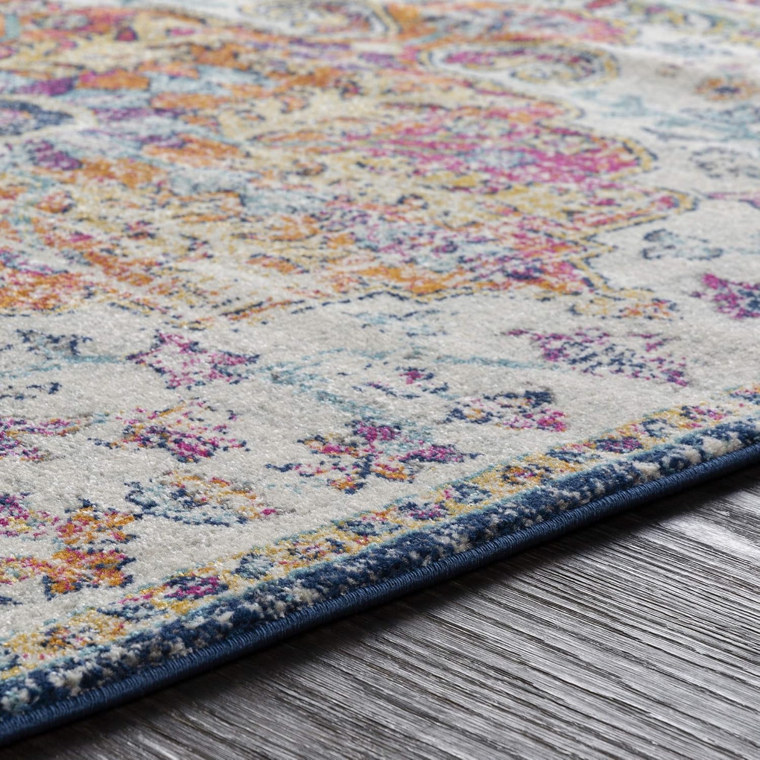 Artistic Weavers Odelia Updated Traditional Rug Orange/Navy 7'10" x 10'3: Furniture & Decor