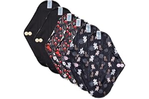 Leekalos Reusable Menstrual Pads - Bamboo Menstrual Cloth Pads | Light Incontinence Pads | Reusable Sanitary Pads - Pack of 6