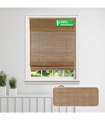 Amazon.com: Cordless Woven Wood Roman Shades, Sizes 20 to 72 Wide