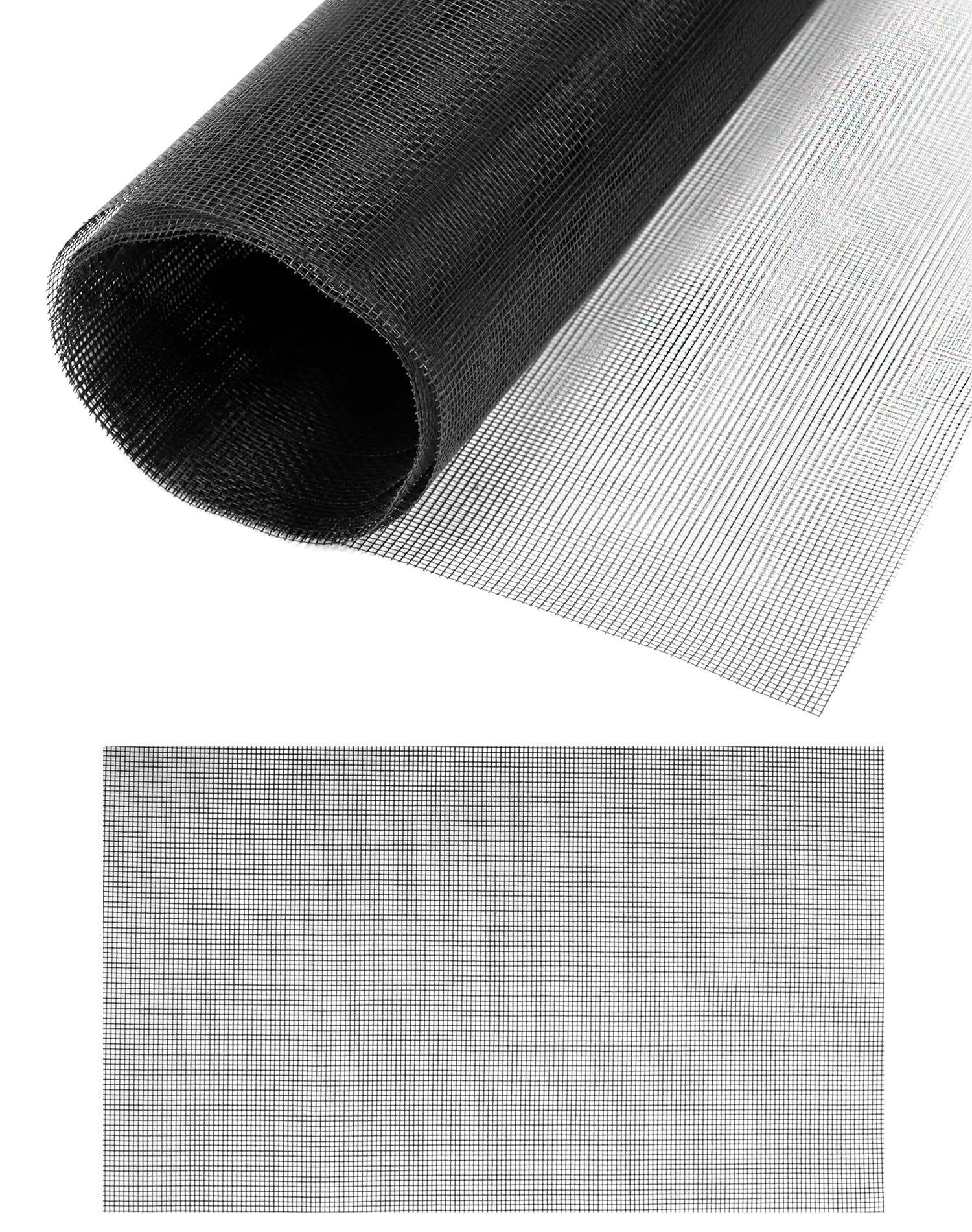 QWORK® 2Pcs Fly Screen Window Replacement, Fly Fiberglass Screen,120 x 250 cm, Keep Fresh Air Circulating, Black, 18 mesh