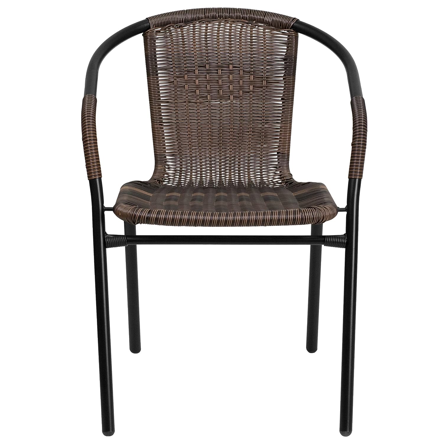 Flash Furniture Black Rattan Indoor Outdoor Restaurant Stack Chair Patio Dining Chairs