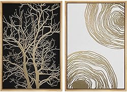 MUDECOR Framed Canvas Print Wall Art Set Gold Black