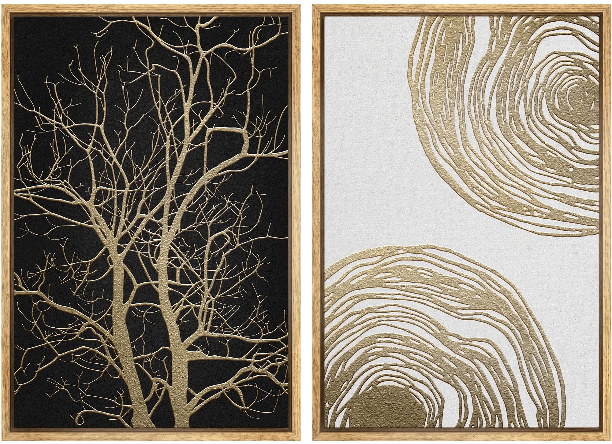 MUDECOR Framed Canvas Print Wall Art Set Gold Black