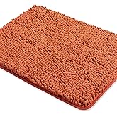 Yeaban Burnt Orange Bathroom Rugs – Thick Chenille Bath Mats | Absorbent and Washable Bath Rug Non-Slip, Plush and Soft Rugs for Bathroom, Shower, Sink - 17" x 24"