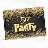 Olivia Samuel 20 Black Gold 50th Birthday Party Invitations with Envelopes view 4