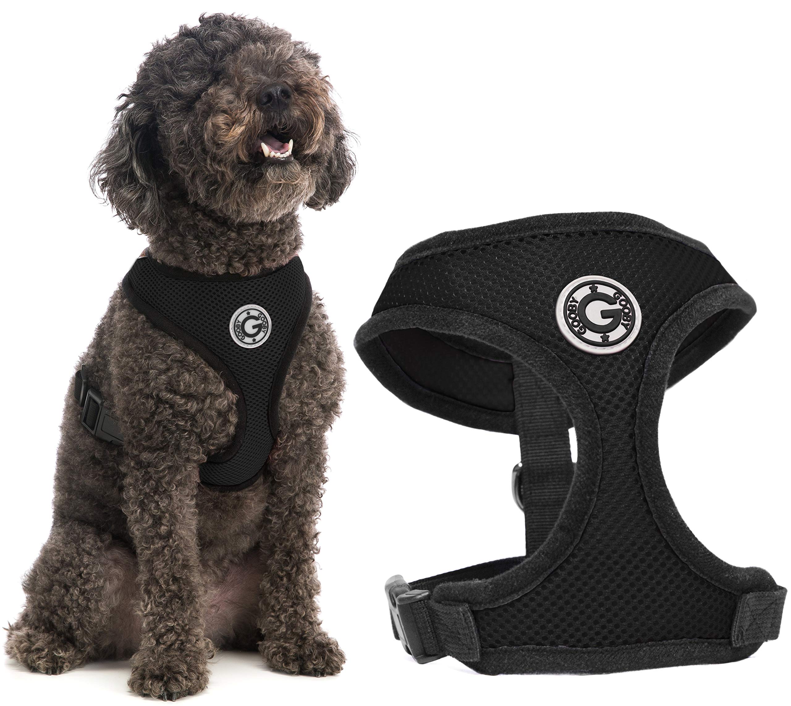 Gooby Dog Harness - Black, Medium - Soft Mesh Head-in Small Dog Harness with Breathable Mesh - Perfect on The Go Mesh Harness for Small Dogs or Cat Harness for Indoor and Outdoor Use