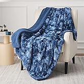Bedsure GentleSoft Sherpa Fluffy Throw Blanket - Fleece Warm and Cozy Throw for Women Gift, Plush & Fuzzy Faux Christmas Fur Blanket for Couch, Sofa, Bed Decor, Tie Dye Design, Indigo, 50x60 Inches