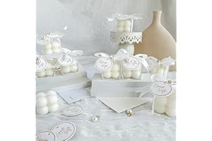 GOLIBRA 10 Sets Wedding Favors for Guests, Small Scented Bubble Candle Bulk with Acrylic Boxes Ribbon Tags and Pearl Accessories for Wedding Bridal Shower Baby Shower Gender Reveal Party Favors