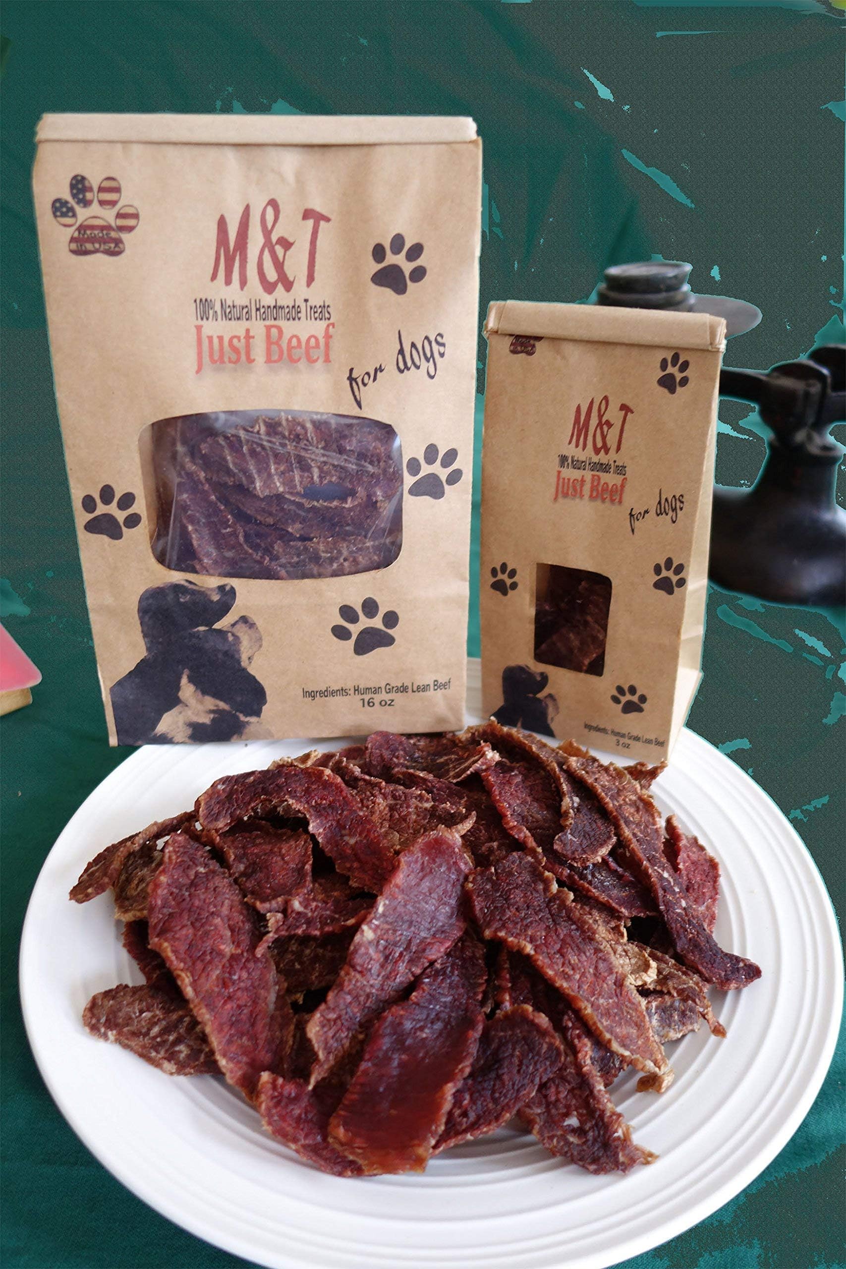 Just Beef Premium Jerky Treats 10oz - Best All Natural Human Grade Healthy Treats for Dogs - Lean Beef strips or training bites - Free shipping