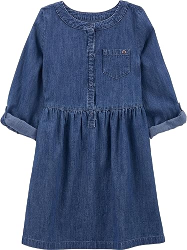 Simple Joys by Carter's Girls' 2-Pack Long-Sleeve Dress Set, Brown  Cheetah/Dark Denim, 4 in Dubai - UAE | Whizz Casual