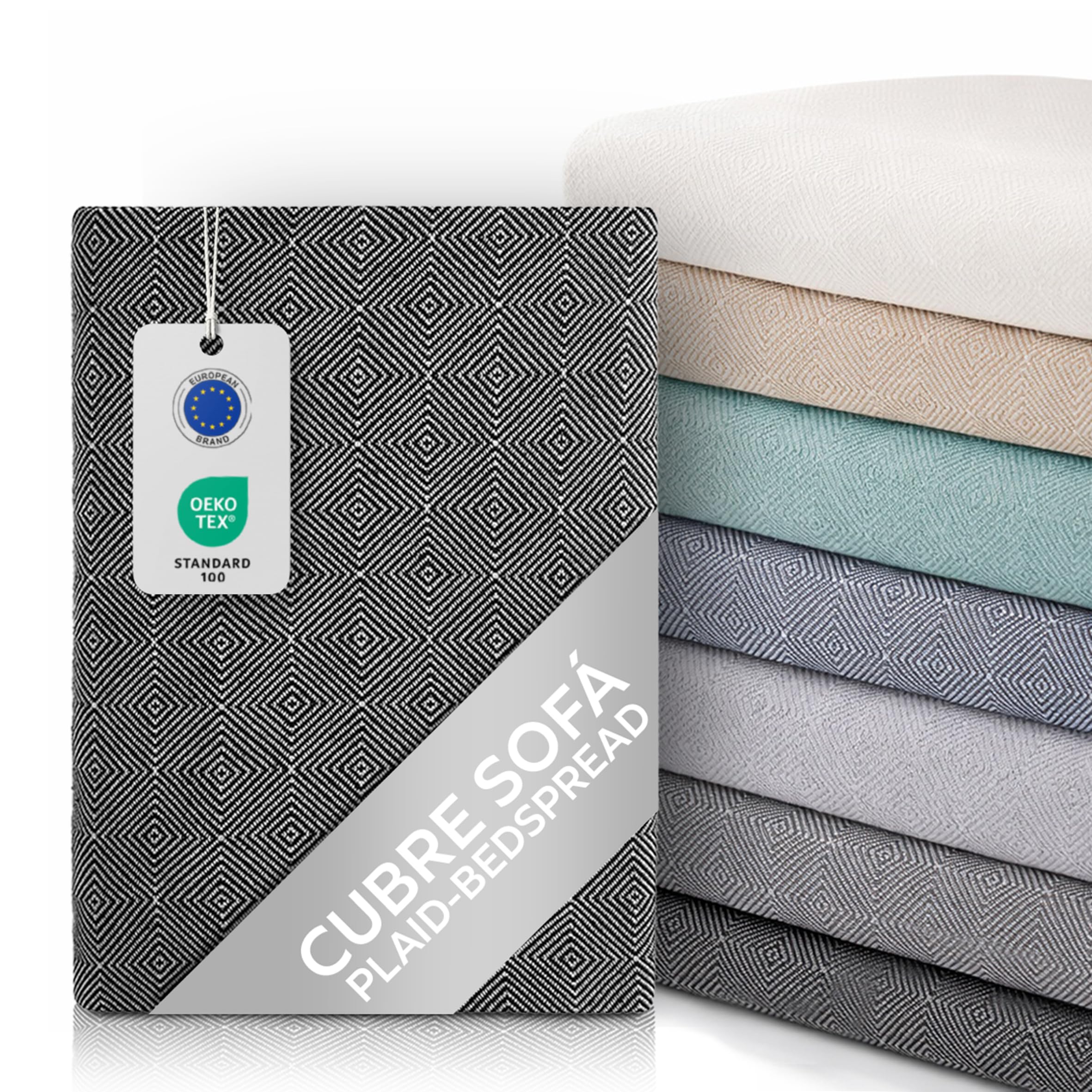 textil-home Throw Blanket Protector sofa DANTE Bed Cover - 130x180 cm - for 1 seater sofa cover, Sofa Cover Protector. Black — image 1