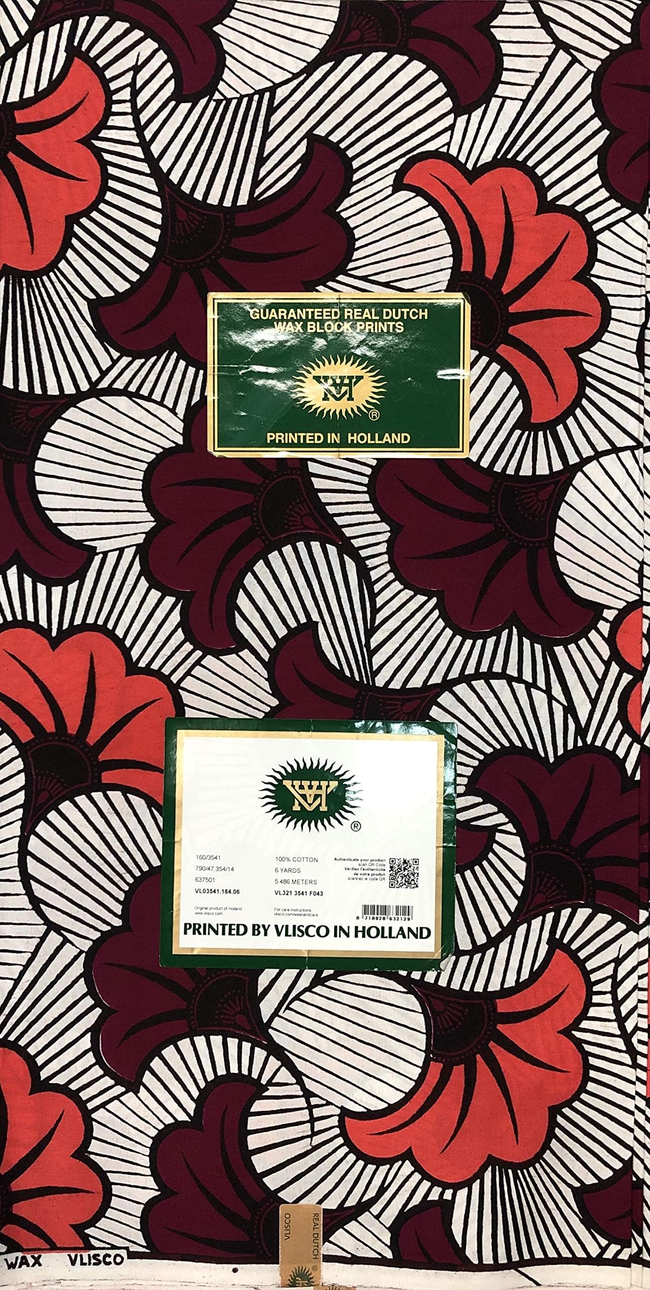 VLISCO Wax Block Holland Original African Fabric 6 Yards 100% Cotton Wax VL321 3541 F043