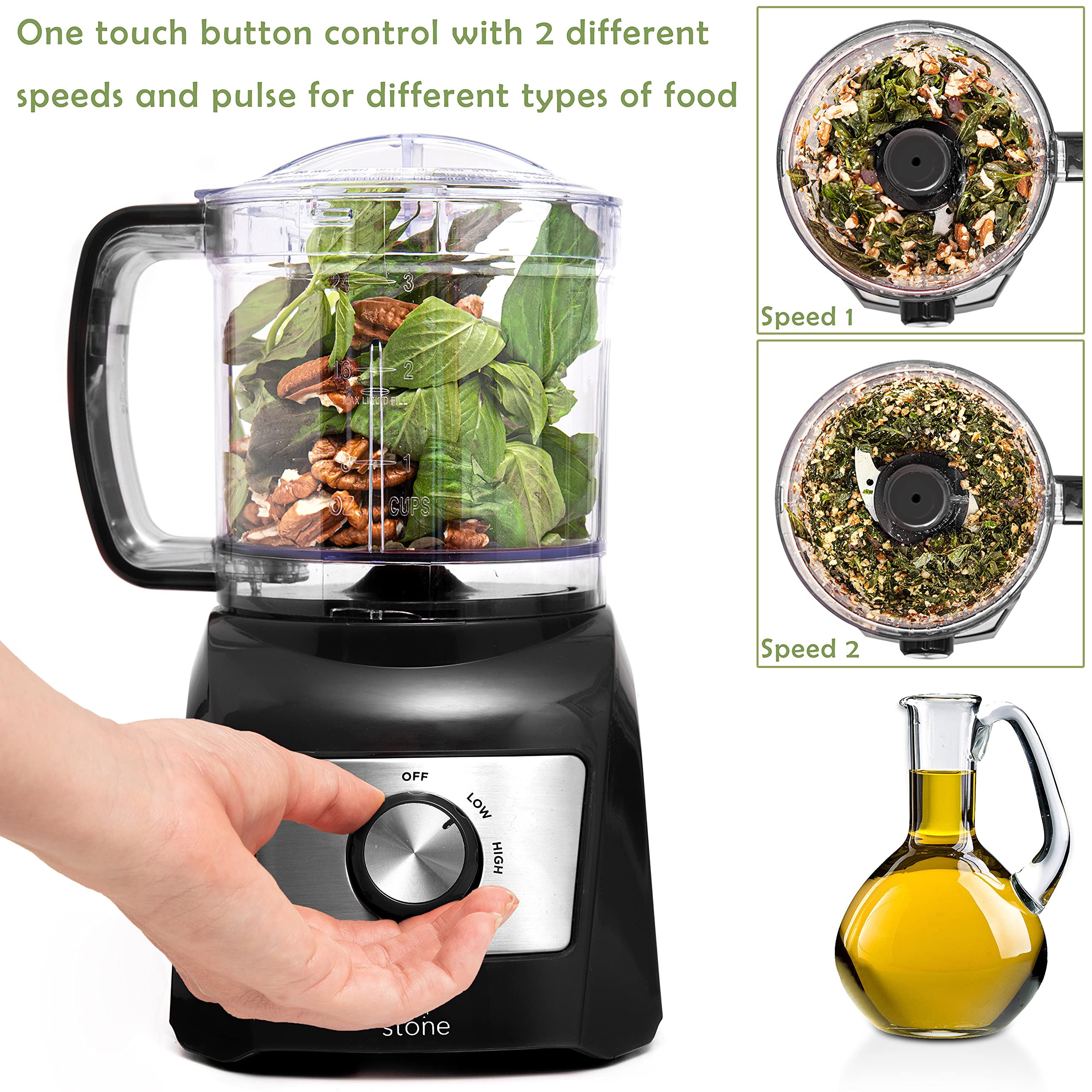 Moss & Stone 3 Cup Mini Food Processor, Strong Vegetable Chopper for Dicing, Chopping, Mincing