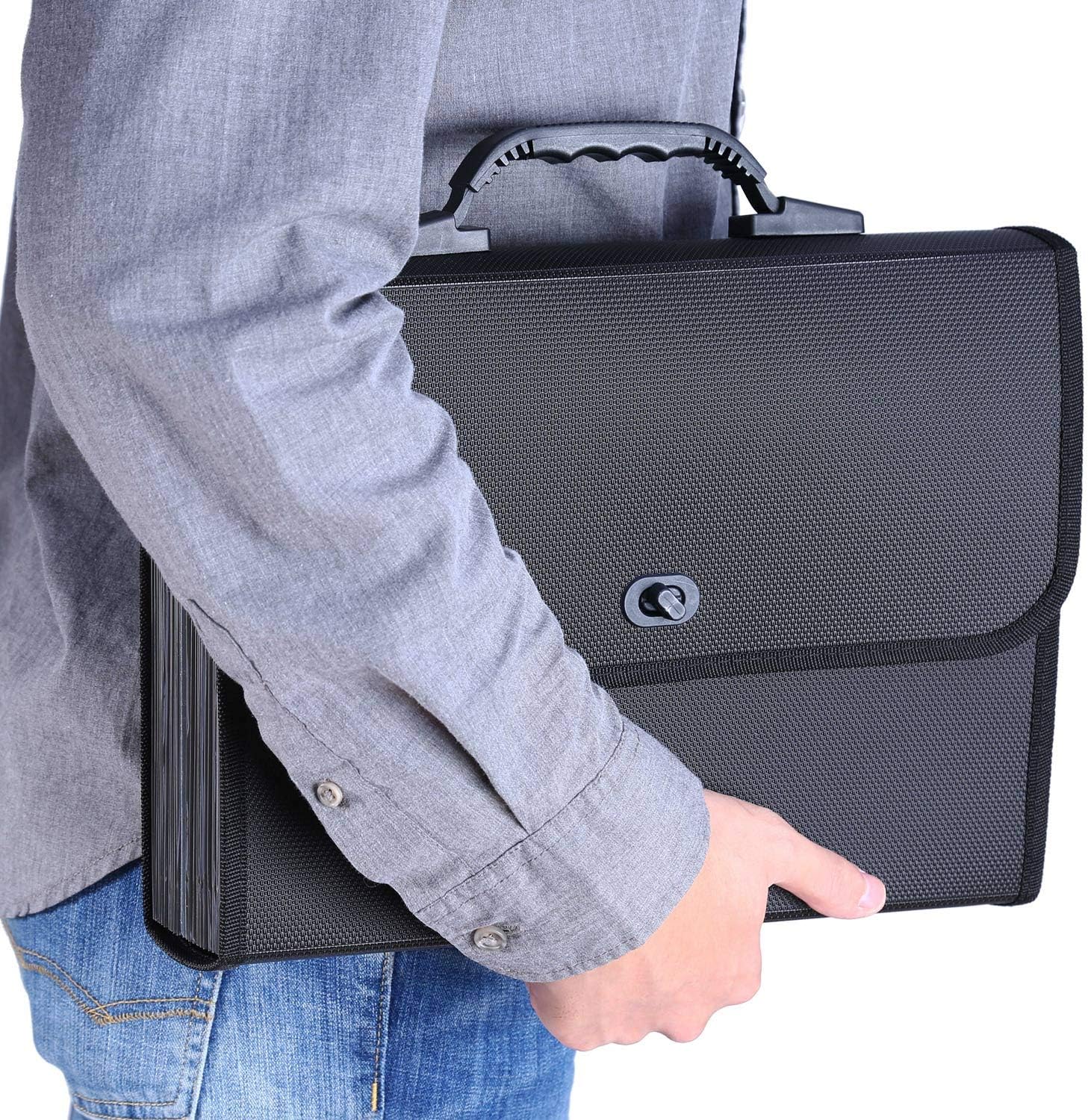 Accordion File Folder 26 Pockets with Handle, UBAYMAX Lockable Letter Size Expanding File Document Organizer Divider Carrier 14x10 Office School Home Portable A Z Filing Case for Men Women Kid Black : Office Products