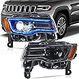 VLAND LED Headlights Fit for 2014-2022 Grand Cherokee, Headlamp with Blue Dynamic Startup DRL and Sequential Turn Signal