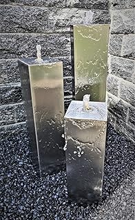 Jürgen Bocker Gartenambiente Säulenbrunnen Wasserspiel eckig 3er-Set Edelstahl matt gebürstet 100/80/60 x 20 cm ohne Becken