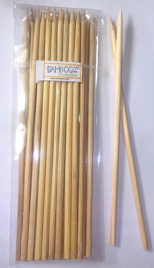 Bamboooz Bamboo Skewer 8 Inch, 5 mm Thick, 50 Piece