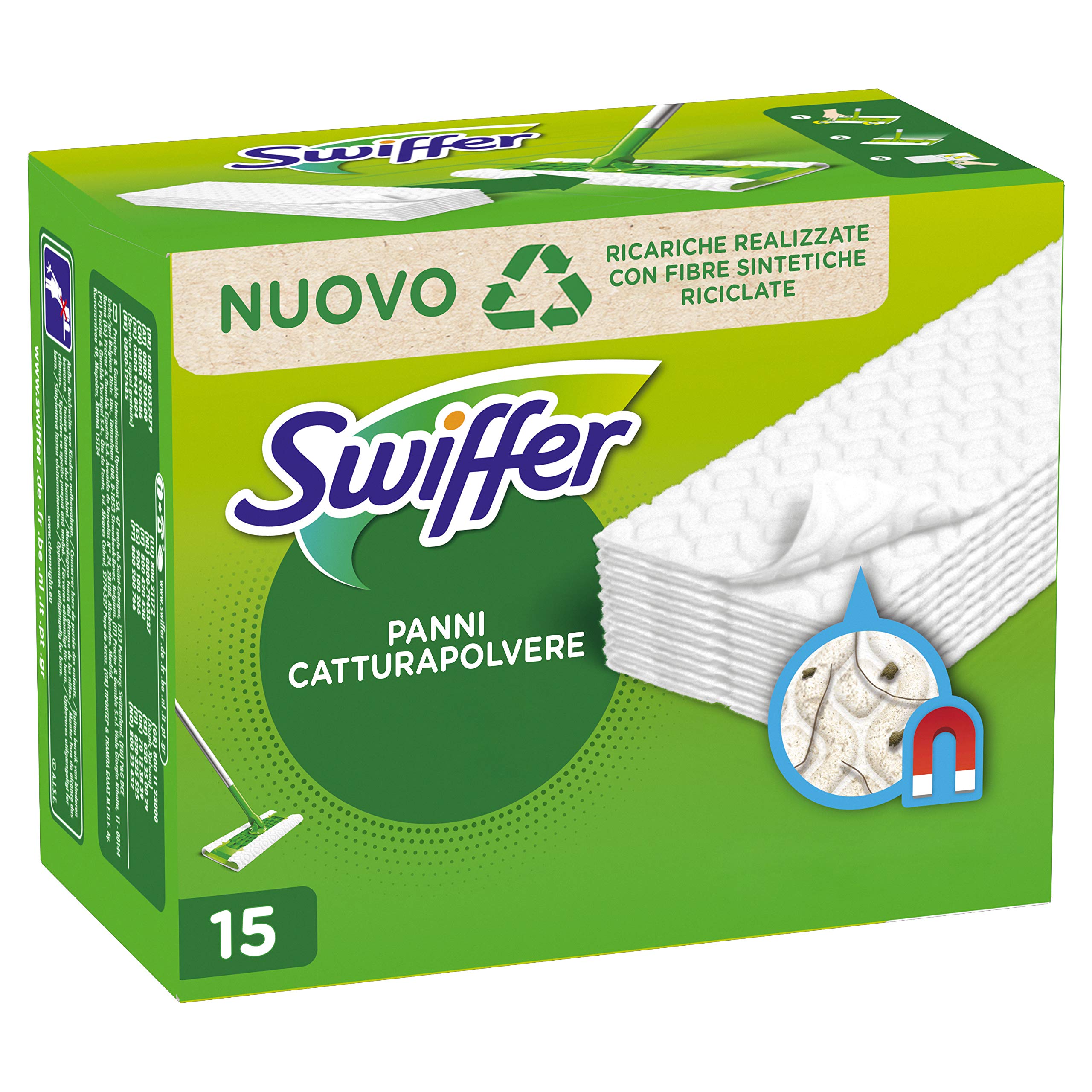 Swiffer Home Dust Trapper Cloths, 15 Microfibre Dry Cloths, Dust and Dirt Catch Cloths, Great for All Types of Floors and Animal Hair, Maxi Size