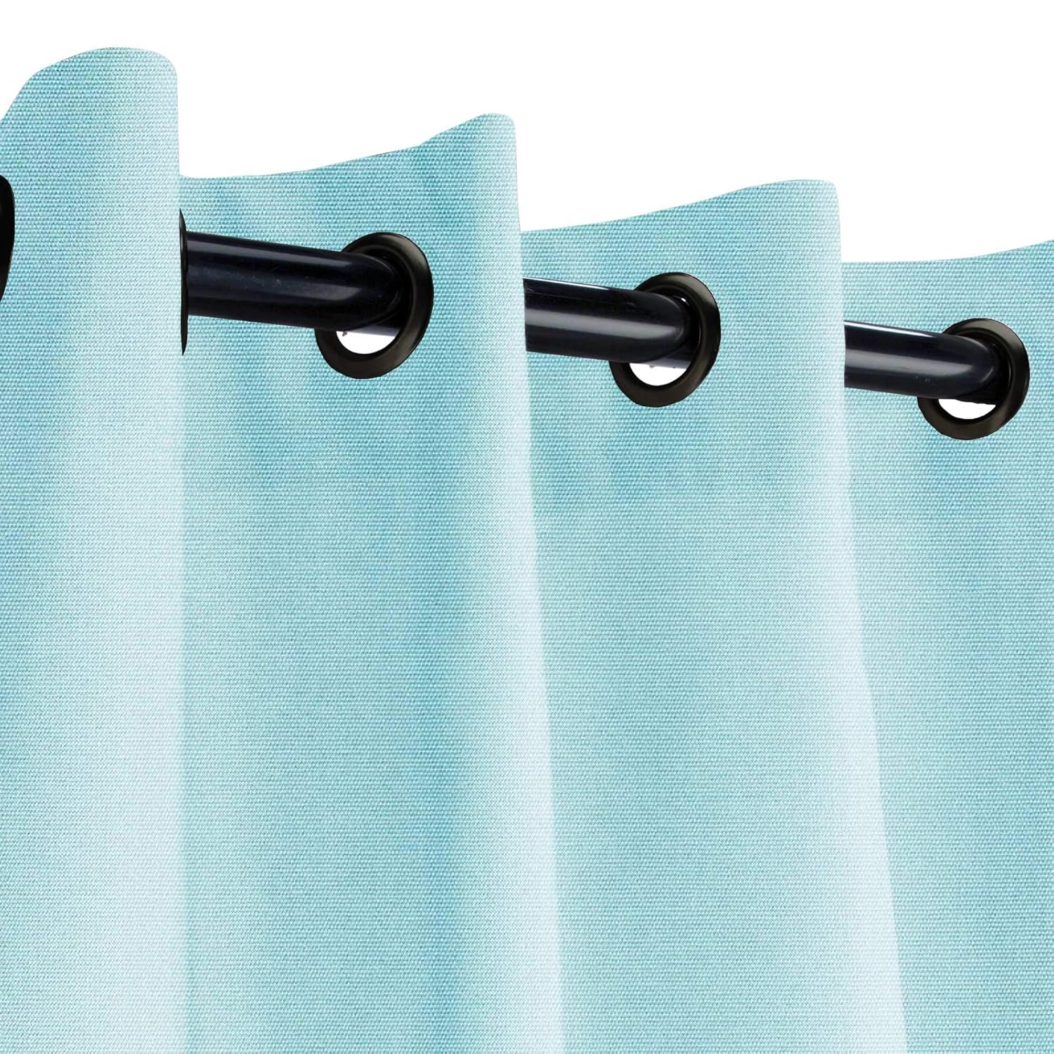 Sunbrella Canvas Brass Outdoor Curtain with Dark Gunmetal Grommets 50 in. Wide x 84 in. Long