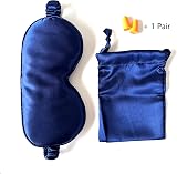ECHOLLY Sleep Mask 100% Mulberry Silk with Travel Pouch Blue view 3