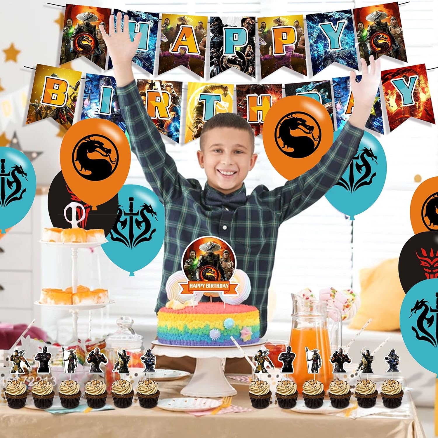 Mortal Kombat Party Decorations Mortal Kombat Birthday Party Supplies,Decorations for Mortal Kombat Includes Cake Topper Cupcake Toppers,Banner,Ballons for Mortal Kombat: Toys & Games