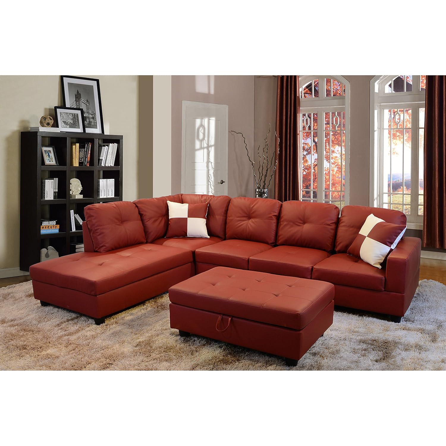 Amazon Beverly Furniture Beverly Red 3 PieceFaux Leather