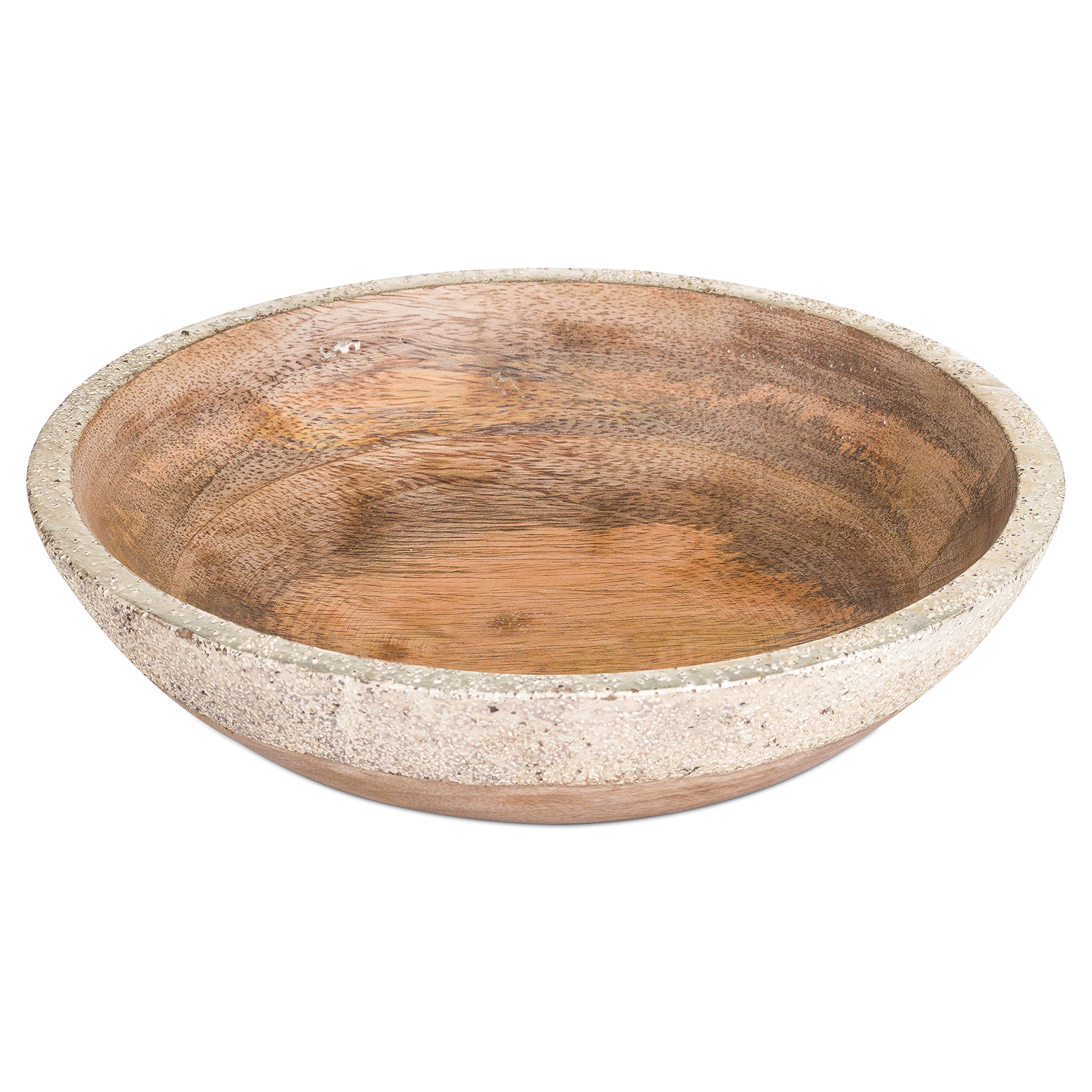 Hill 1975 Wooden Bowl with Silver Metallic Detail, WOOD, Mixed, 25 x 25 x 7 cm