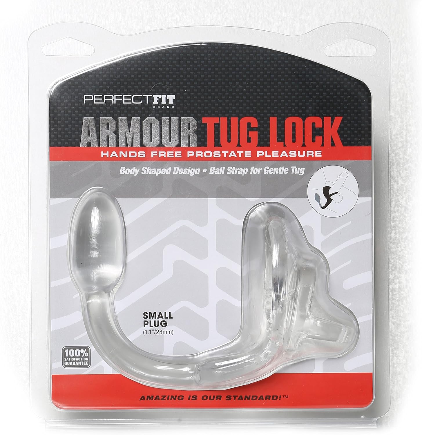 Perfect Fit Armour Tug Cockring Anal Lock Small Plug Clear, 22 cm - Image 3
