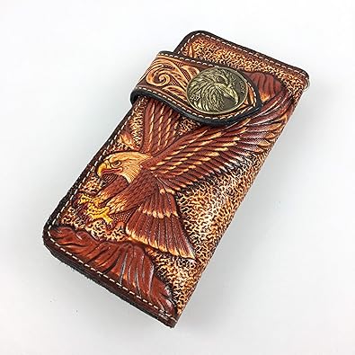 Amazon 牛革 バイカーズウォレット 鷲 チェーン ストラップ付き 長財布 メンズバッグ 財布 Amazon 牛革 バイカーズウォレット 鷲 チェーン ストラップ付き 長財布 メンズバッグ 財布