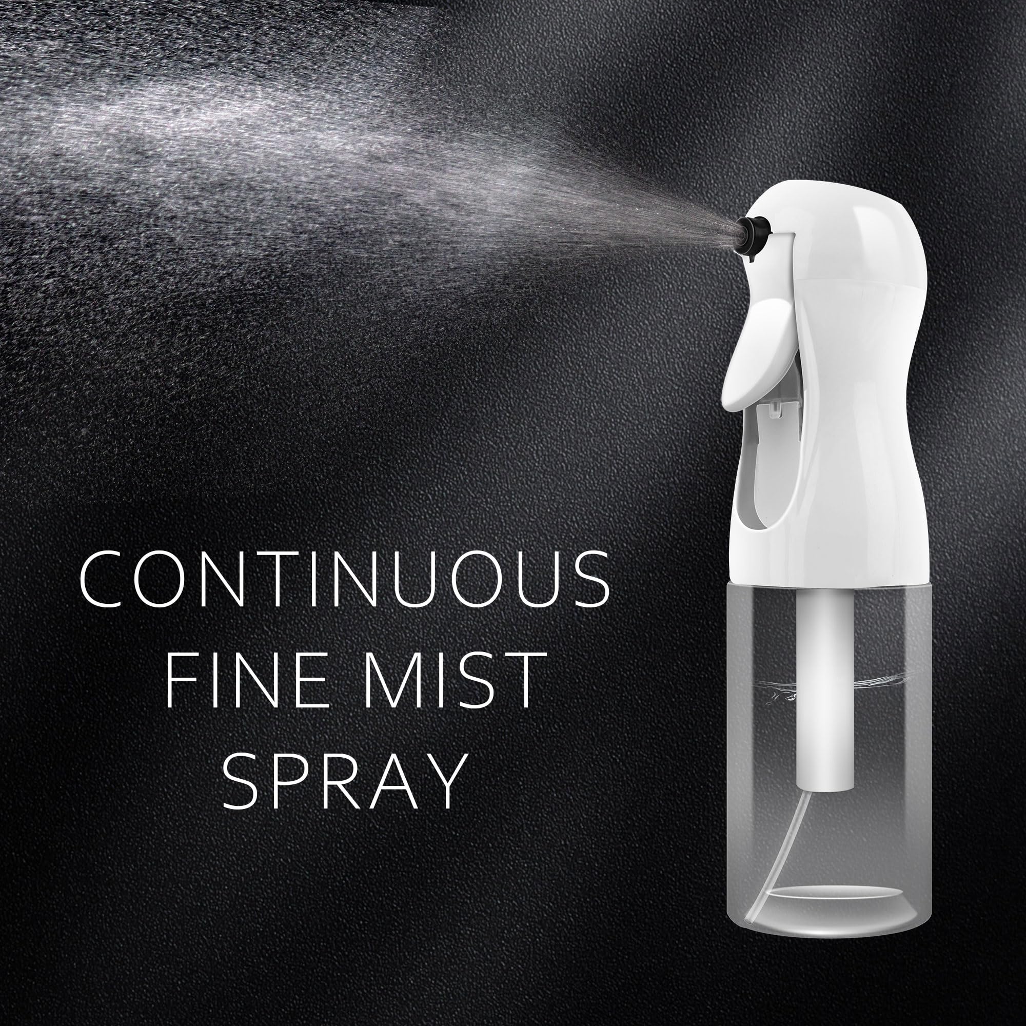 2Pcs Continuous Spray Bottle For Hair,Ultra Fine Refillable Water Mister for Hair Styling, Plants, Cleaning, Salon, Misting & Skin Care（200ml/6.8oz Clear） (200ML 2PACK)