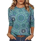 Zeagoo Women's Casual 3/4 Sleeve T-Shirts Round Neck Cute Tunic Tops Basic Tees Blouses Business Work Tee Top