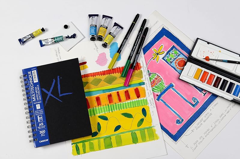 XL Art Book, Papel Multitécnica, Grano Medio, 300gsm, Cuaderno Espiral, A5-14,8x21cm, Blanco, 34 hojas — foto 2 de 7