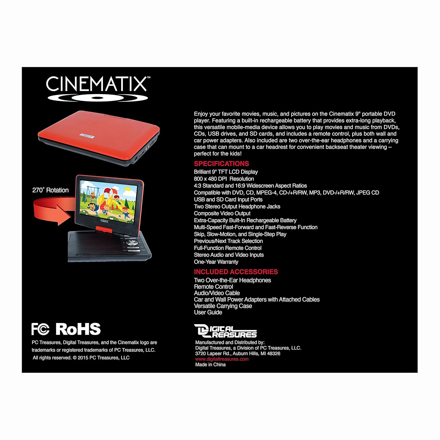 Cinematix 9" Portable DVD Player with 6 + Hour battery Life eBay